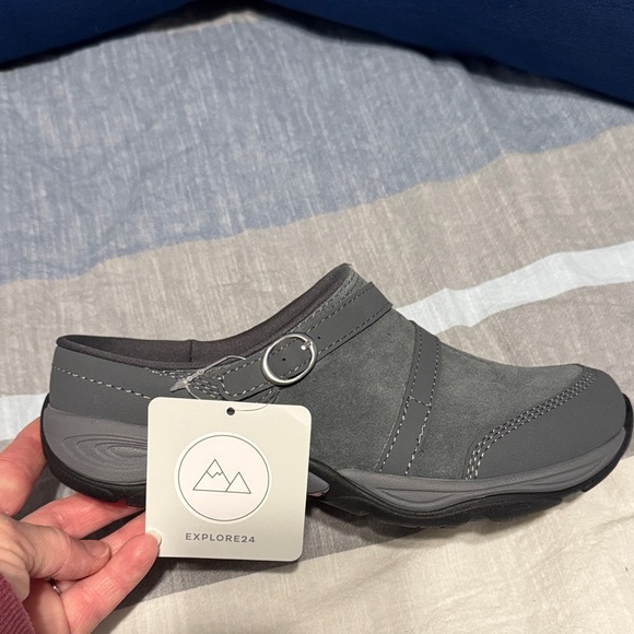 Easy Spirit Shoes - Easy Spirit Equinox Dark Gray Mules with Buckle